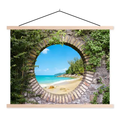 Produktbild von MuchoWow® Textilposter Strand - Meer - Aussicht - Sommer 60x45 cm mit holzfarbenen Rahmen - Bild