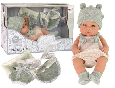 Produktbild von Leantoys Süße Babypuppe Pullover Mütze Grün 30 cm