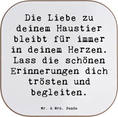 Produktbild von Mr. & Mrs. Panda Untersetzer für Gläser Spruch Trauerbewältigung Haustierverlust - Weiß - Geschenk, Mutmacher, gläseruntersetzer, Trost, Tassen, Tischuntersetzer, Mut