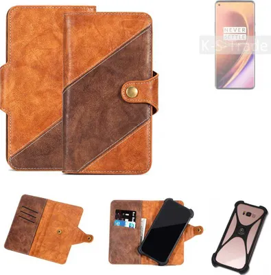 Produktbild von K-S-Trade Handyhülle Schutzhülle Bookstyle Case Wallet-Case kompatibel mit OnePlus 8 Pro Cover Klapphülle Kantenschutz Smartphone dunkelbraun braun