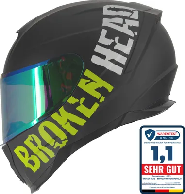 Produktbild von Broken Head BeProud Sport Grün Motorradhelm + Grün Verspiegeltes Visier : S (55-56 cm) Größe: S (55-56 cm)