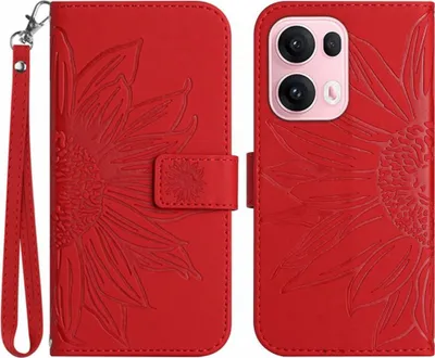 Produktbild von OPPO Reno13 Pro 5G Hülle - Coverup Sonnenblume Klapphülle mit Schlüsselband - Rot