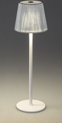 LED Tischlampe Fäden rund H. 40cm mit Touchsensor weiß aus Metall Formano