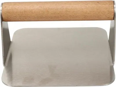 Produktbild von Edelstahl-Handburgerpresse, Holzgriff, 304, quadratisch