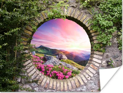 Produktbild von MuchoWow® Poster Landschaft - Blumen - Aussicht - Berg 40x30 cm - Plakate für die Wände - Poster Wohnzimmer