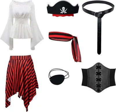 Productafbeelding van Piratenkostuum dames middeleeuws Viking renaissance jurk Halloween carnavalskostuum