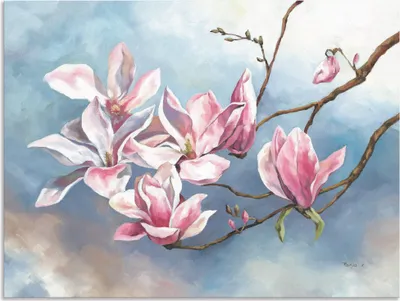 Produktbild von ARTland Wandbild Alu für Innen & Outdoor Magnolienzweig Größe: 80x60 cm