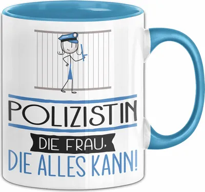 Produktbild von Polizistin Geschenk Tasse Becher Die Frau Die Allen Kann Geschenkidee für eine Polizistin Lustig (Blau)