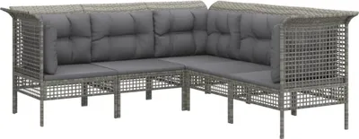 Image de vidaXL Ensemble de salon de jardin 5 pièces avec coussins Gris Poly rotin