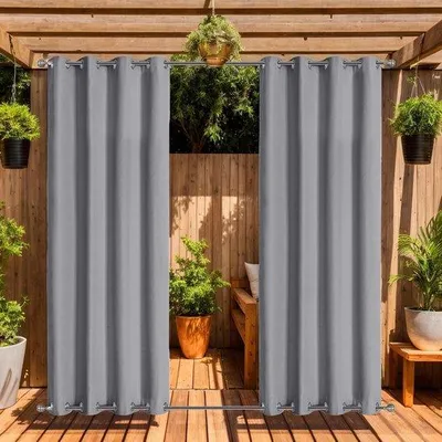 Immagine prodotto di Tenda da esterno impermeabile per giardino, 2 pannelli, grigio chiaro, 140 cm