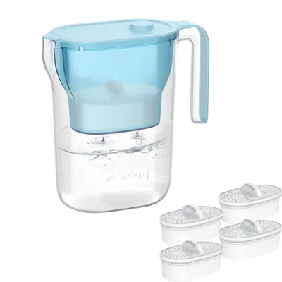 Produktbild von Waterdrop Wasserfilter Kanne Kühlschrank Wasserfilterkrug mit 4 Filter, 2,5 L, NSF-, BPA-frei, Blau (Ersatzfilter: WD-PF-01A)