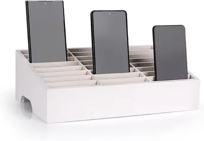 Image de Organiseur de bureau - Boîte de rangement - Classeur - Bois - 24 compartiments - Blanc