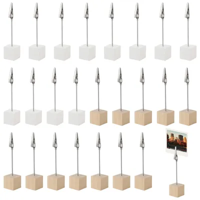 Imagen del producto de Soportes para fotos con abrazaderas, paquete de 24 unidades, ideales para sujetar tarjetas y fotos en mesas