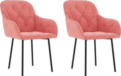 Produktbild von vidaXL Esszimmerstühle 2 Stk. Rosa Samt