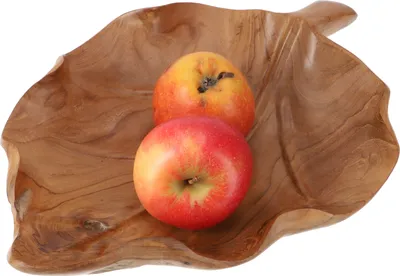 Produktbild von Obstschale aus Holz, Geschnitzte Obstschale, Holzschale, Holzteller - Blatt, Braun, 7*37*25 cm, Schalen