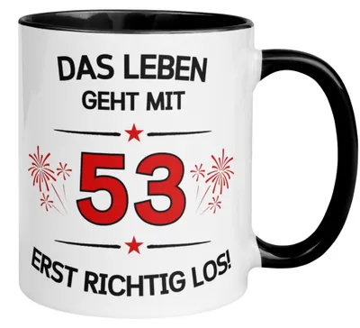 Produktbild von Tasse 53. Geburtstag Mann Frau – „Das Leben geht mit 53 erst Los“ – Geschenk zum Geburtstag Männer Frauen