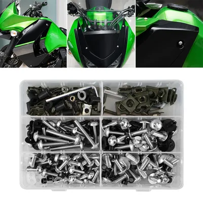Immagine prodotto di Kit di viti per parabrezza e carenatura di motocicletta - 253 pezzi - Argento - Per Benelli