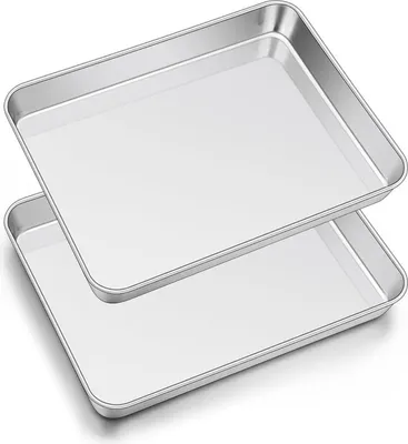 Image de Joyfair Plaque à pâtisserie en acier inoxydable, lot de 2 40,5x30,5x2,5cm