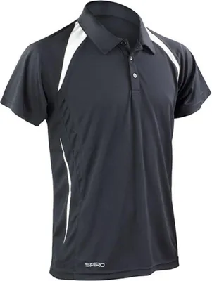 Produktbild von SPIRO S177M | Herren Team Spirit Polo / Atmungsaktiv - Farbe: Black/White - Größe: L