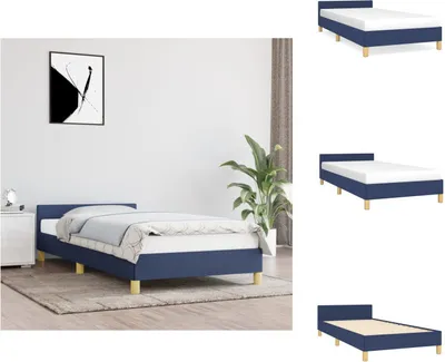 Immagine prodotto di vidaXL Struttura letto con testiera in tessuto blu 100x200 cm - Letti e strutture letto
