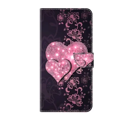 Produktbild von CLM-Tech Handyhülle kompatibel mit Xiaomi Redmi Note 15 5G Hülle - Tasche aus Kunstleder - Klapphülle mit Ständer und Kartenfächern - Schutzhülle Wallet Case Cover rosa Herzen
