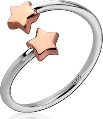 Produktbild von viva-adorno Gr. 54 (17,2 mm Ø) Damen Ring Fingerring Verlobungsring 925 Sterlingsilber Rosegold zweifarbig offen Sterne SR39,