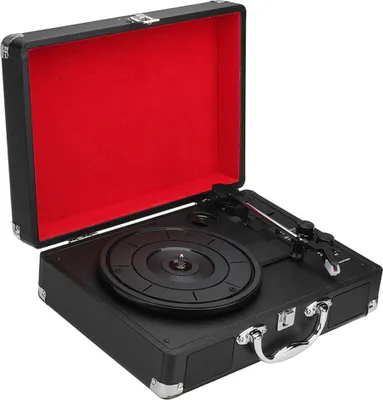 Image de Lecteur CD, tourne-disque, gramophone, haut-parleur vinyle Bluetooth, connexion BT, supporte les disques de 7/10/12 pouces, noir