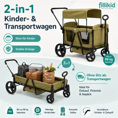 Produktbild von Fillikid Bollerwagen Oskar Exklusiv, Design:Schwarz