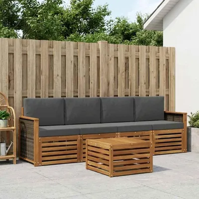 Produktbild von Möbel Outdoor-Sofagarnitur mit Kissen 5 pcs Natur und AnthrazitGartensofas - Gartensofas c1582