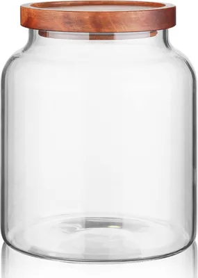 Produktbild von Glas Vorratsbehälter mit Holzdeckel - luftdicht - 1800 ml