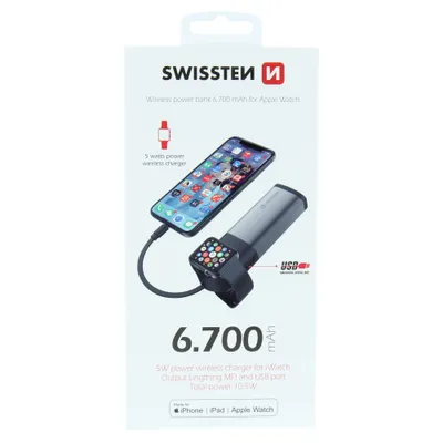 Produktbild von SWISSTEN 2in1 Apple watch MFI Power Bank 6700mAh Li-Pol 5V 22013980