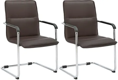 Produktbild von CLP 2er Set Freischwinger Seattle Kunstlederbezug mit Armlehnen und Bodenschonern braun