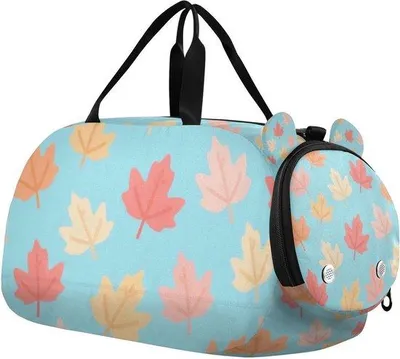Productafbeelding van Sporttas Meisjes - Gymtas Kinderen - Reizen en Sport - Met Schoenenvak - 46x20x22 cm - Blauw Esdoornblad