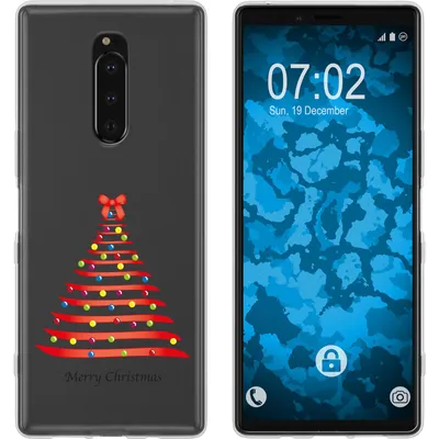 Produktbild von PhoneNatic Case kompatibel mit Sony Xperia 1 Silikon-Hülle X Mas Weihnachten Weihnachtsbaum M1