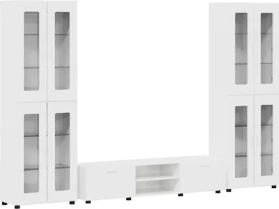 Productafbeelding van vidaXL TV-kastset FLORIN, 3 stuks, hoogglans wit, houtvezel