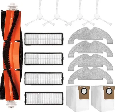 Obrázek produktu pro Sada příslušenství s náhradními díly pro robotický vysavač, 1 hlavní kartáč, 4 boční kartáče, 4 filtry, 4 utěrky, 2 sáčky do vysavače.
