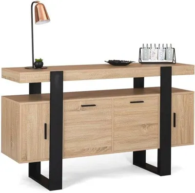 Produktbild von Famanu Dressoir 140 cm mit 4 Türen - Holz und Schwarz