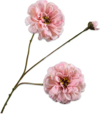 Produktbild von Silk-ka Kunstblume - Seidenblume Zinnienzweig rosa 66cm