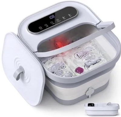 Image de Bain de pieds pliable avec fonction de massage, de chaleur et de bulles - 6 minuteries et 24 niveaux de température