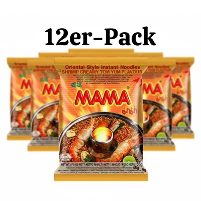 Produktbild von 12er-Pack MAMA Instantnudeln Shrimp Creamy Tom Yum 55g
