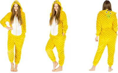 Produktbild von Jumpsuit Onesie für Damen und Herren - Sanft Kuschelig Uni Pyjama - Warme Schlafanzug - Kostüm Karneval - Karnevalskostüm - L - Ananas