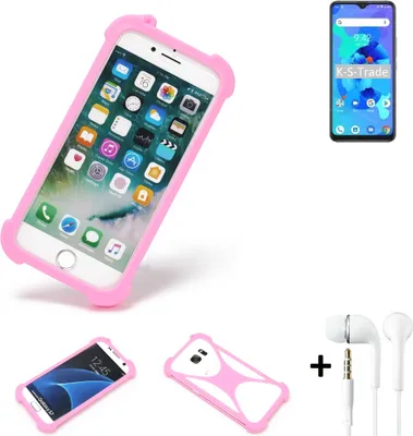 Produktbild von K-S-Trade Bumper + Kopfhörer kompatibel mit UMIDIGI A7 Handy Hülle Schutzhülle Silikon Schutz Hülle Cover Case Silikoncase Silikonbumper TPU