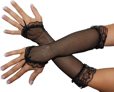 Produktbild von Netzhandschuhe Handschuhe Netz schwarz Lang Fingerling Finger Handschuh Fingerlos