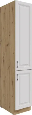 Produktbild von Küchen Vorratshochschrank 40 cm Stilo Weiss + Eiche Artisan Küchenzeile Küchenblock Einbauküche Landhaus Küche