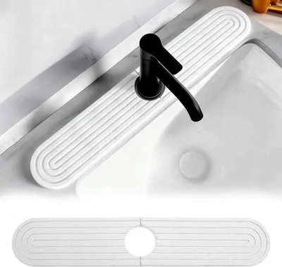 Produktbild von Spülbeckenmatte – Weiß – 60 x 10 cm – Diatomeenerde-Schutzmatte für die Küche – Für Geschirrtücher und Küchenaccessoires