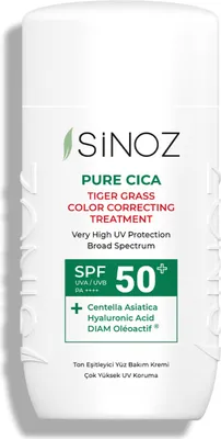 Produktbild von Sinoz - Pure Cica Color Correcting Treatment Fluid Sunscreen SPF50+ / PA++++, 50ml - Korrigierende Gesichtscreme mit Filtern SPF50+ / PA++++