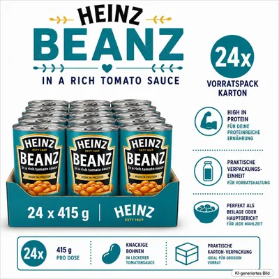 Produktbild von Heinz Baked Beans in Tomatensauce 415g (24er Pack)