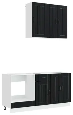 Image de vidaXL Ensemble de cuisine LUCCA, 5 pièces, noir, bois composite