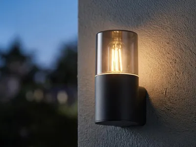 Produktbild von LED Außenwandleuchte in Schwarz & Rauchfarbig Höhe 17,5cm - Fassadenbeleuchtung