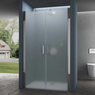 Produktbild von doporro Duschtür Nischentür dusche Duschabtrennung Duschkabine 80cm Nischendrehtür 195cm ESG-Sicherheitsglas satiniert Drehtür mit Hebe- und Senkmechanismus T24VS